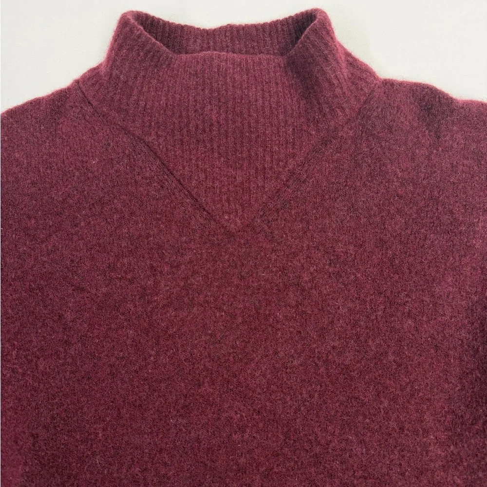 Everlane Cozy Stretch Pullover Burgundy Mock Neck Wool Blend Sweater Size Small - Picture 3 of 13